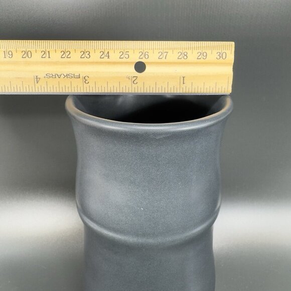 Vintage Hand Made Pottery Vase Vessel Black Glazed With Texture Knobs Signed CCI - Picture 5 of 15